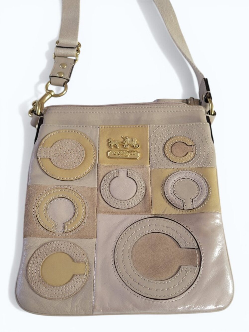 Coach | Op Art patchwork leather crossbody bag (Style 44299) | Tan